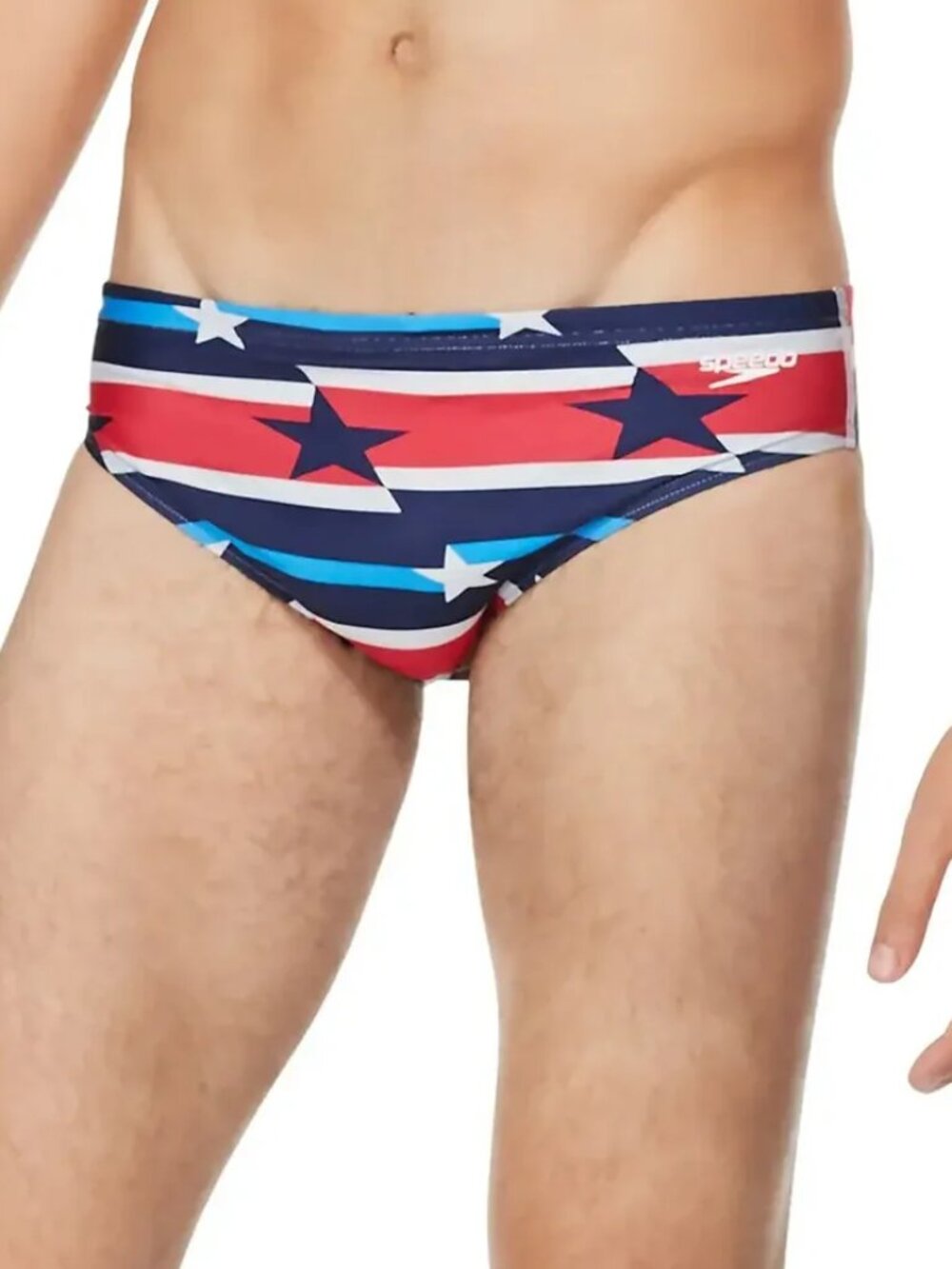 Speedo Endurance racer swimming brief shorts red white blue patriotic new 28